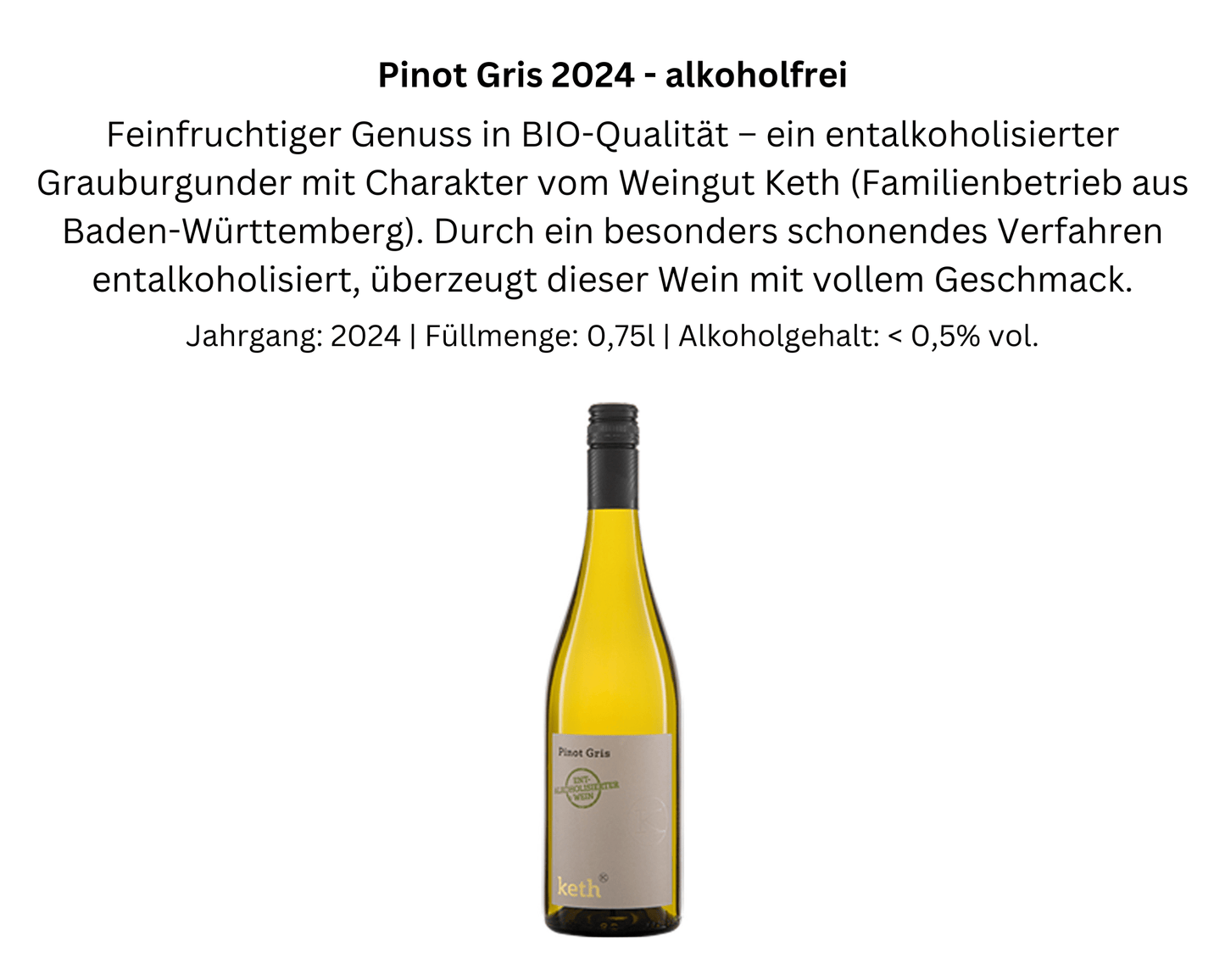 BIO X WEIN - Pinot Blanc oder Gris vom Weingut Keth (alkoholfrei) | Layana Life – nachhaltige Firmengeschenke