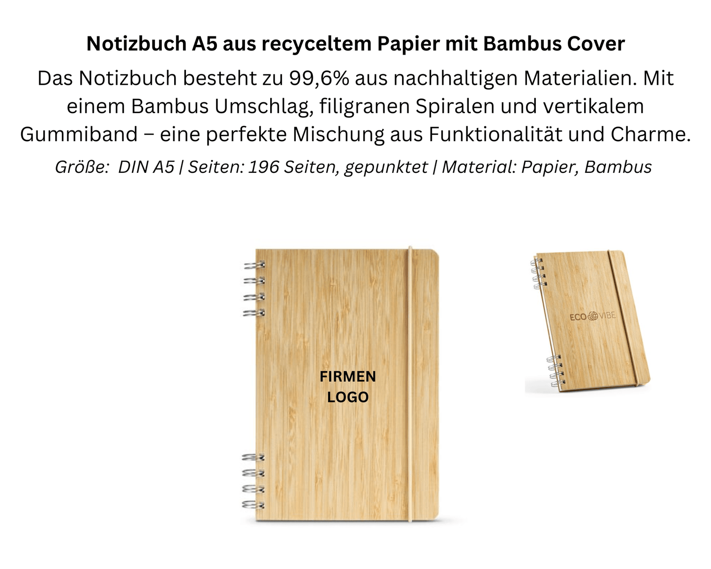 ECO NOTES x BAMBUS - Nachhaltiges Notizbuch mit Bambus - Umschlag | Layana Life – nachhaltige Firmengeschenke