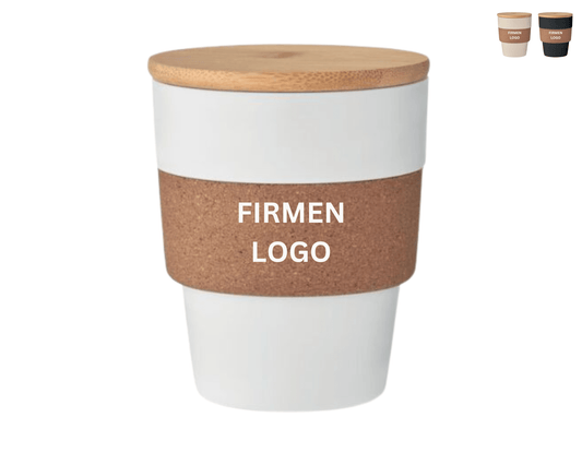 ECO TO GO x KORK - Nachhaltige Tasse mit Kork - Griff und Bambus - Deckel | Layana Life – nachhaltige Firmengeschenke