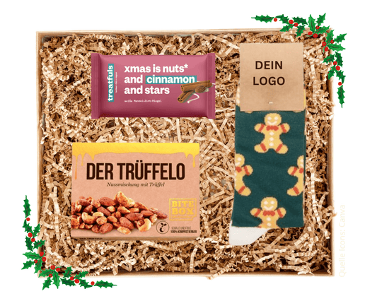 FROHE FÜßE WICHTELBOX - Weihnachtssocken, Trüffel und Zimt (inkl. Versand) | Layana Life – nachhaltige Firmengeschenke