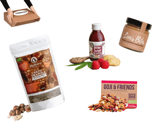 FRÜHSTÜCK x POWER - Präsentkorb für Mitarbeiter: Granola, Superfood Shot, Nüsse und Nussmus | Layana Life – nachhaltige Firmengeschenke