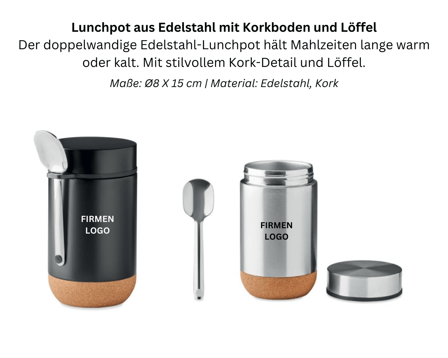 LUNCH x KORK – Lunchpot aus Edelstahl mit Kork - Detail | Layana Life – nachhaltige Firmengeschenke