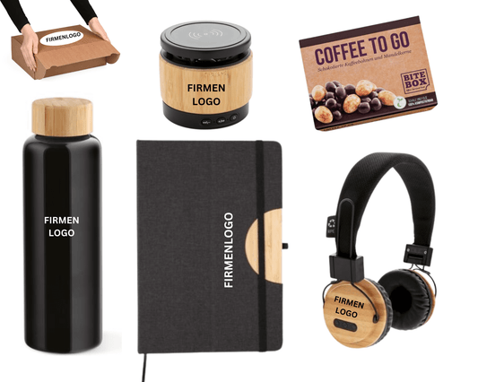 ONBOARDING x SOUND - Wasserflasche, Notizbuch, Kopfhörer, Charger, Lautsprecher | Layana Life – nachhaltige Firmengeschenke