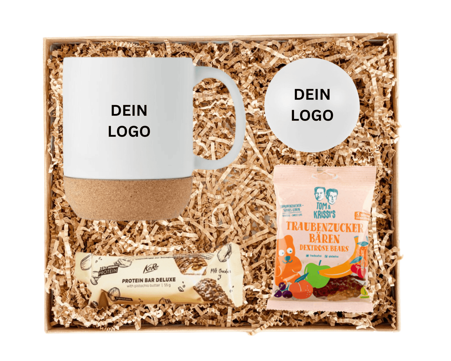 RELAX & RECHARGE - Keramiktasse mit Kork, Antistressball und Snacks | Layana Life – nachhaltige Firmengeschenke