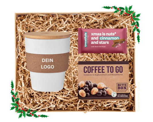WEIHNACHTEN TO GO ECO - Trinkbecher To Go Bambus Kork (inkl. Versand) | Layana Life – nachhaltige Firmengeschenke