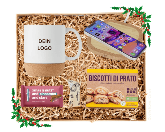 WEIHNACHTSPOWER - Tasse und Ladestation aus Kork (inkl. Versand) | Layana Life – nachhaltige Firmengeschenke