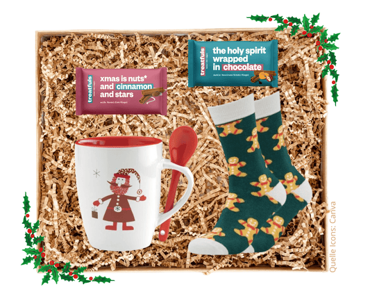 WEIHNACHTSWOHLFÜHL SET - Keramiktasse, Weihnachtssocken und Zimt (inkl. Versand) | Layana Life – nachhaltige Firmengeschenke