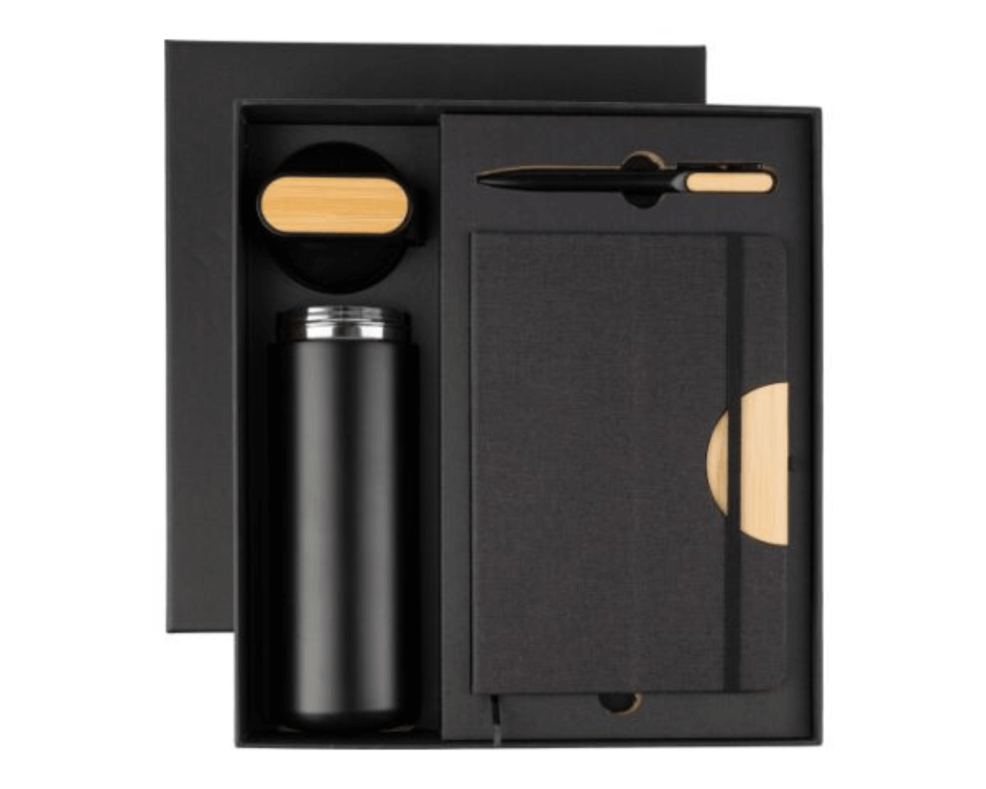 BLACK x PREMIUM - Thermosflasche, Notizbuch und Kugelschreiber | Layana Life – nachhaltige Firmengeschenke