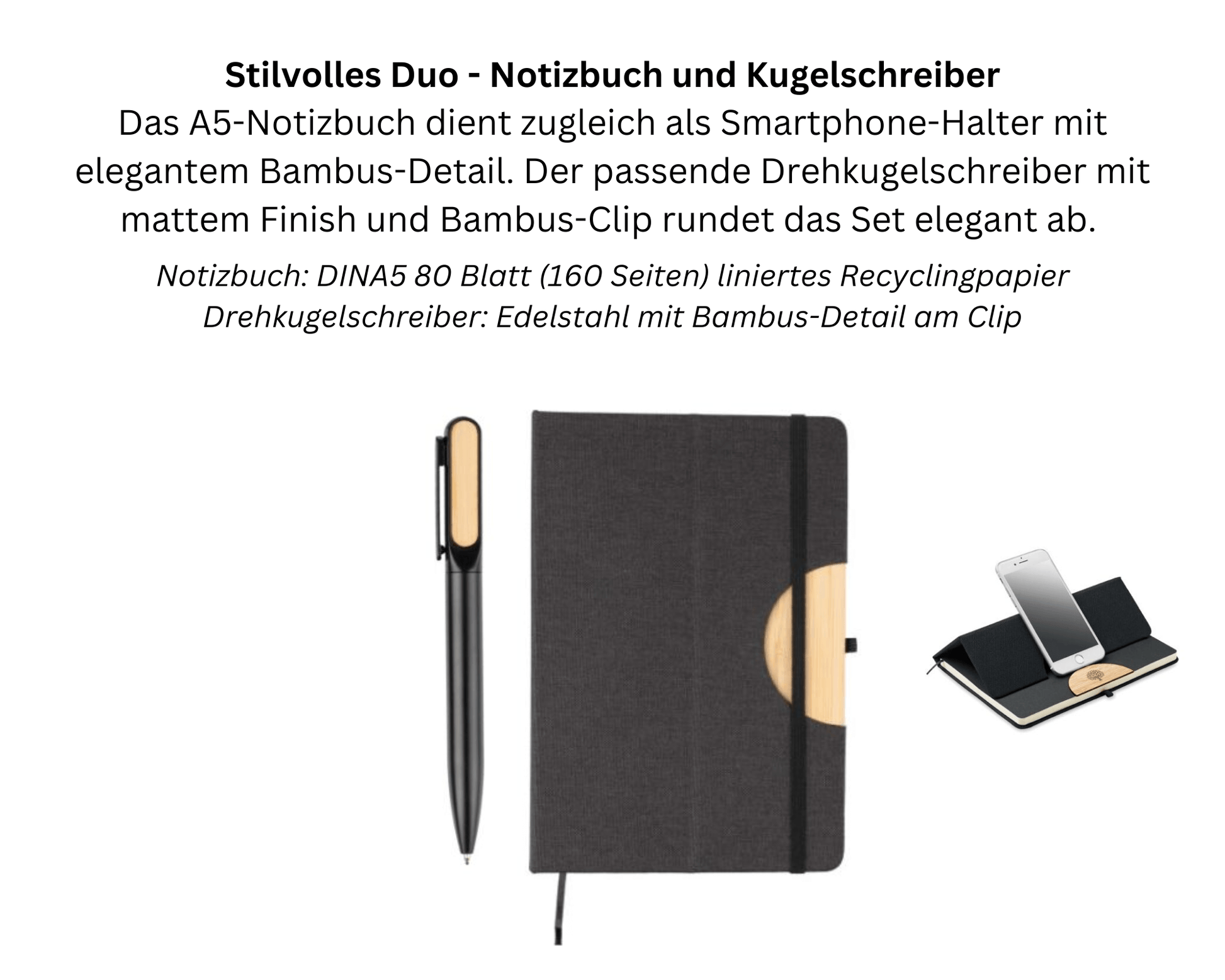 BLACK x PREMIUM - Thermosflasche, Notizbuch und Kugelschreiber | Layana Life – nachhaltige Firmengeschenke