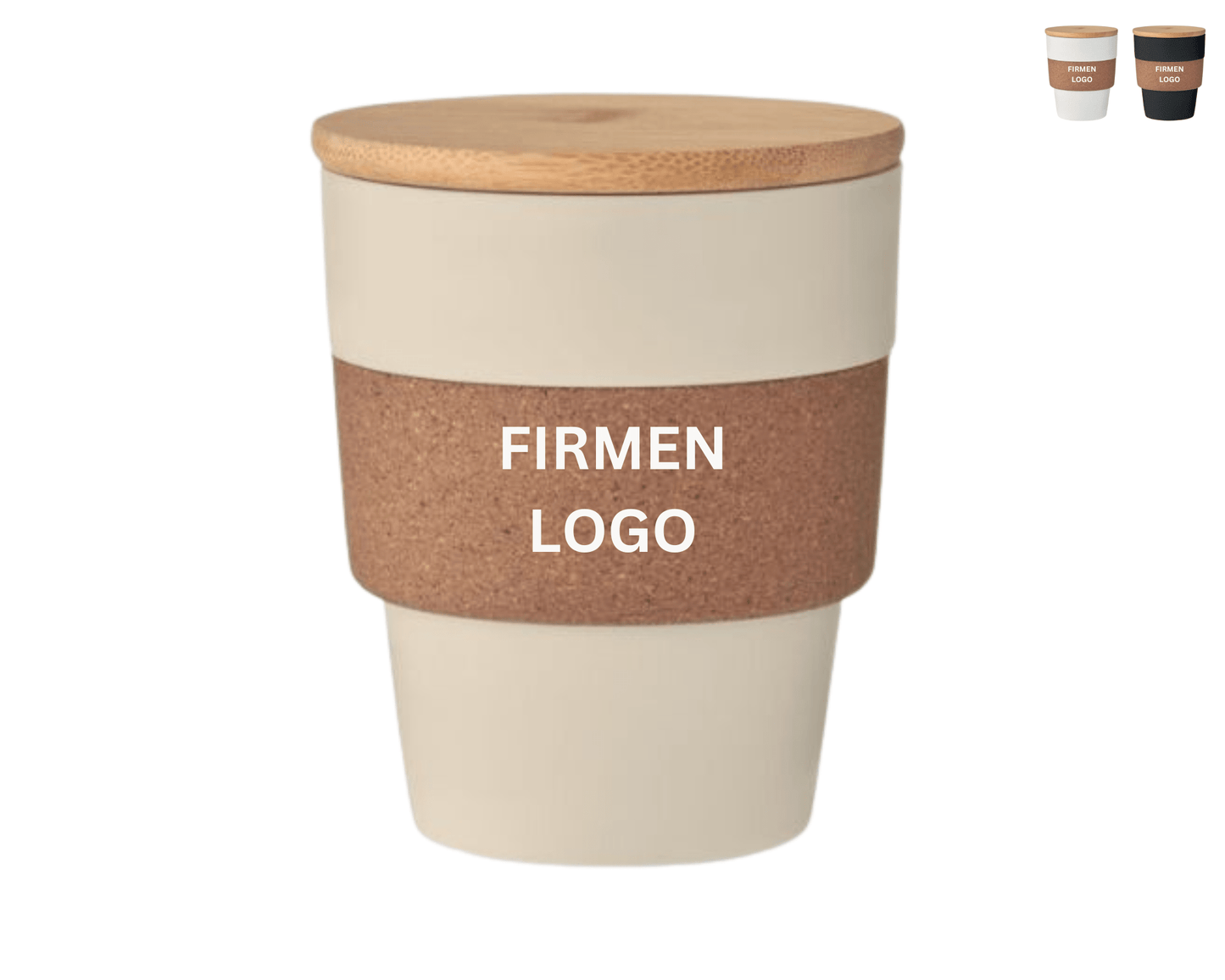 ECO TO GO x KORK - Nachhaltige Tasse mit Kork - Griff und Bambus - Deckel | Layana Life – nachhaltige Firmengeschenke