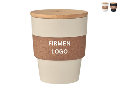 ECO TO GO x KORK - Nachhaltige Tasse mit Kork - Griff und Bambus - Deckel | Layana Life – nachhaltige Firmengeschenke