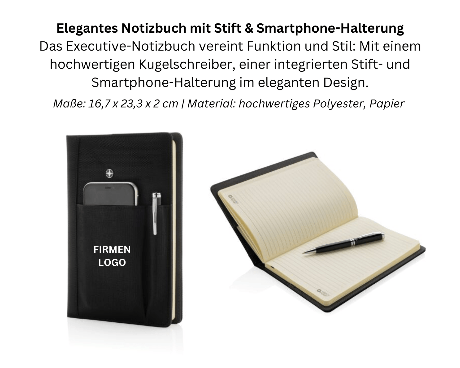 EXEC x PREMIUM – Laptop - Tasche, Isolierflasche, Notizbuch, Kaffee und Snack - schwarz | Nachhaltige Firmengeschenke