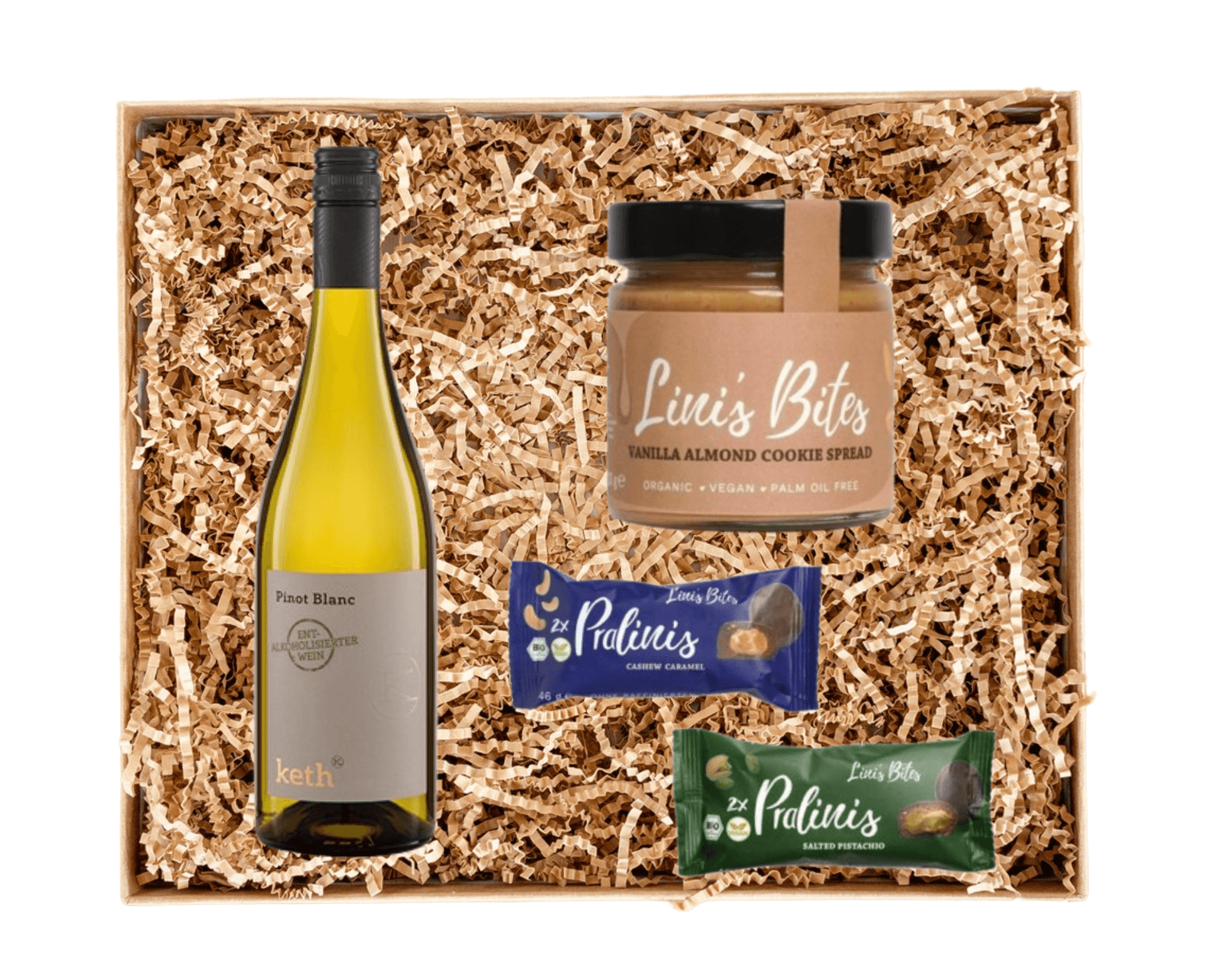 PRÄSENTKORB x WEIN - Wein, Nusscreme und Pralinen | Layana Life – nachhaltige Firmengeschenke