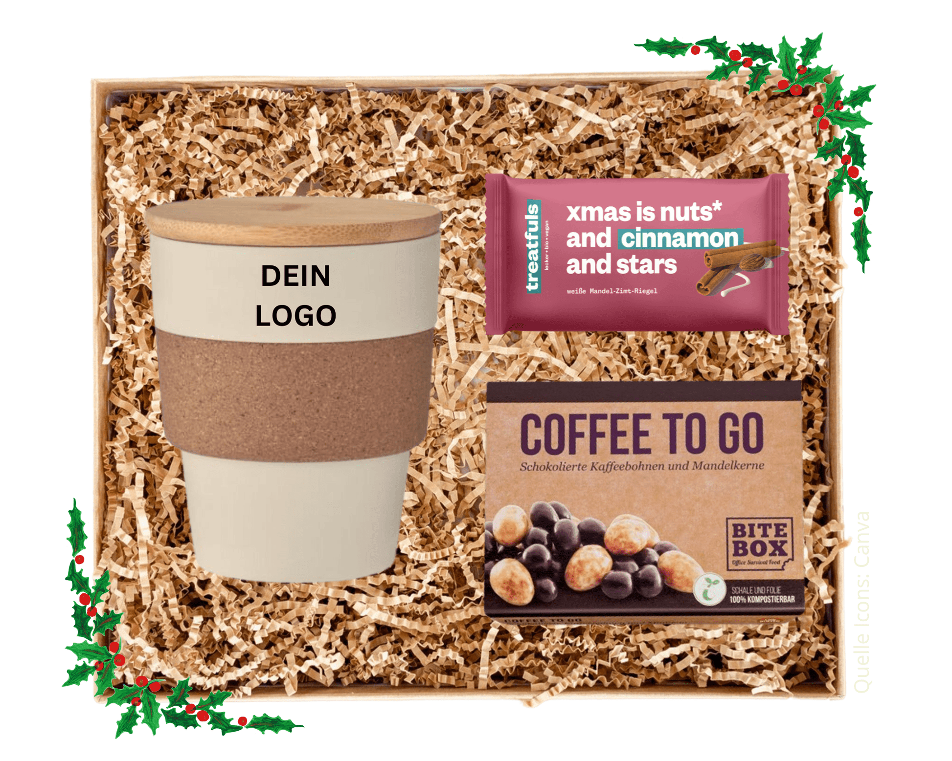 WEIHNACHTEN TO GO ECO - Trinkbecher To Go Bambus Kork (inkl. Versand) | Layana Life – nachhaltige Firmengeschenke
