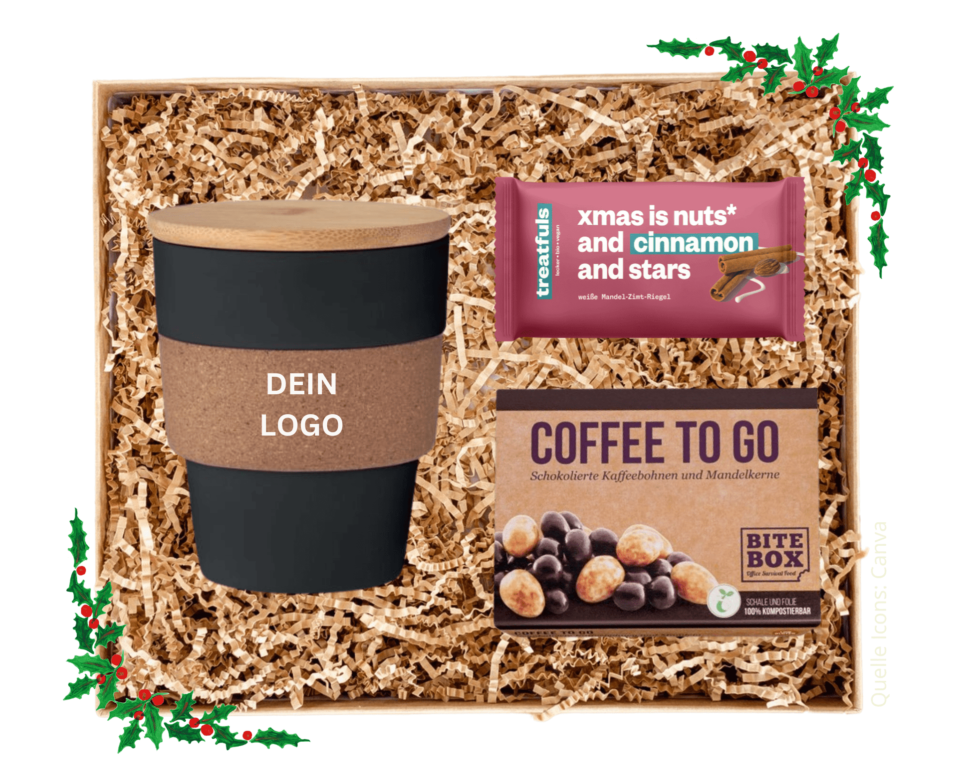 WEIHNACHTEN TO GO ECO - Trinkbecher To Go Bambus Kork (inkl. Versand) | Layana Life – nachhaltige Firmengeschenke