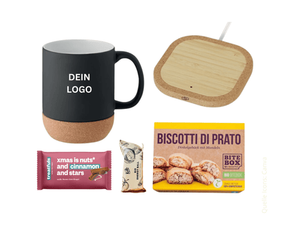 WEIHNACHTSPOWER - Tasse und Ladestation aus Kork (inkl. Versand) | Layana Life – nachhaltige Firmengeschenke